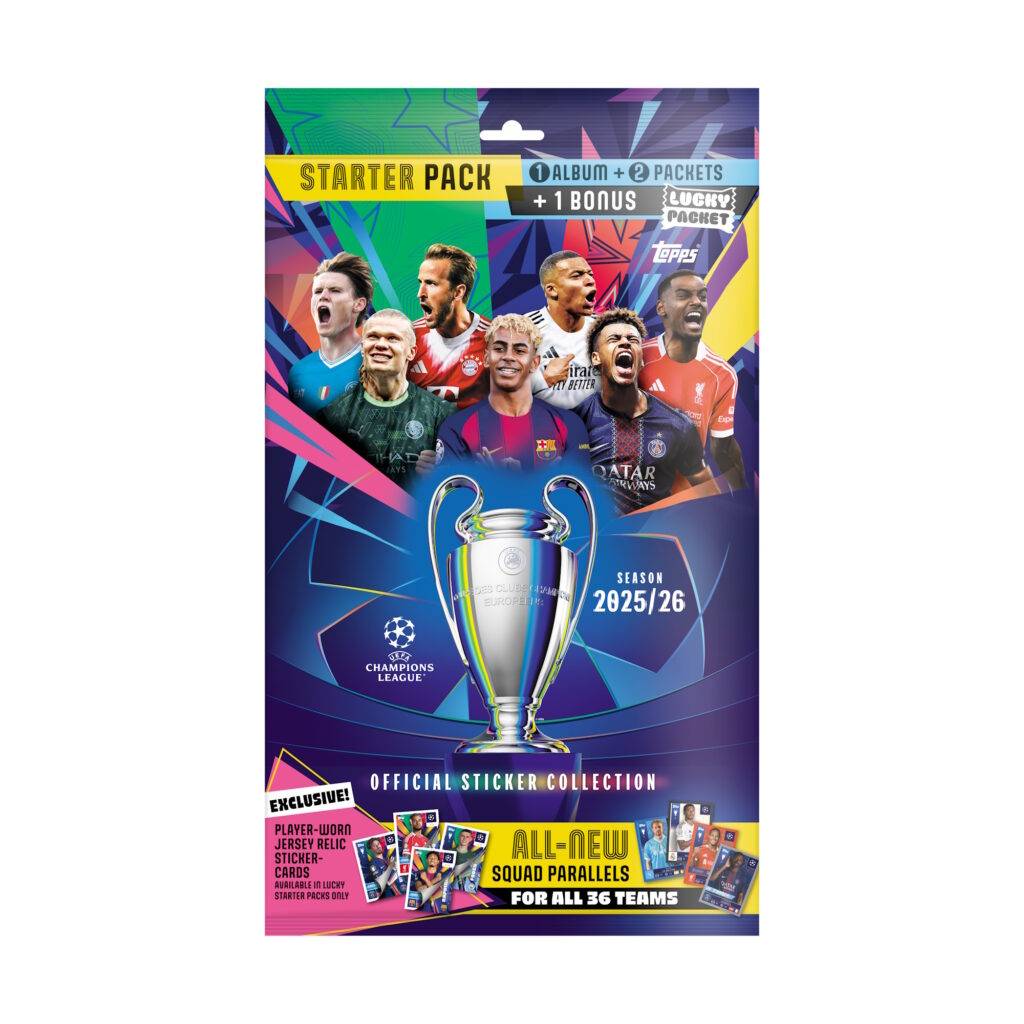 Pack de démarrage Méga autocollants Topps Champions League 24/25 (50 autocollants)