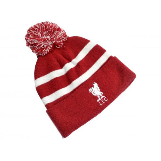 Bonnet à pompon rouge et blanc Liverpool