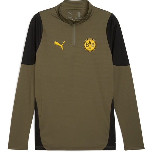 Green and black long-sleeve shirt with Puma and Borussia Dortmund logos on a white background