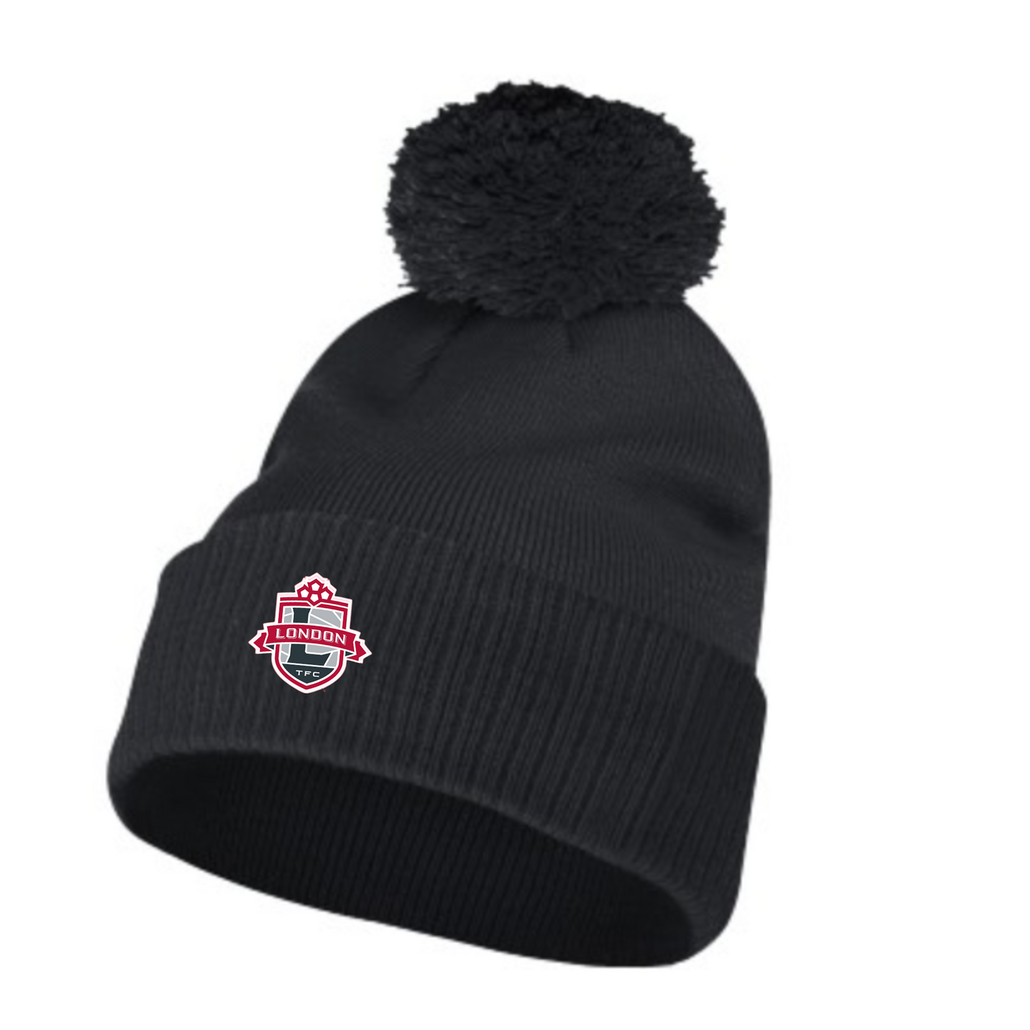 London TFC Solid Cuffed Pom Beanie Black
