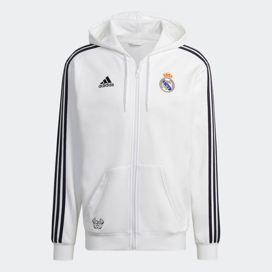 Sweat à capuche zippé Adidas Real Madrid DNA Blanc
