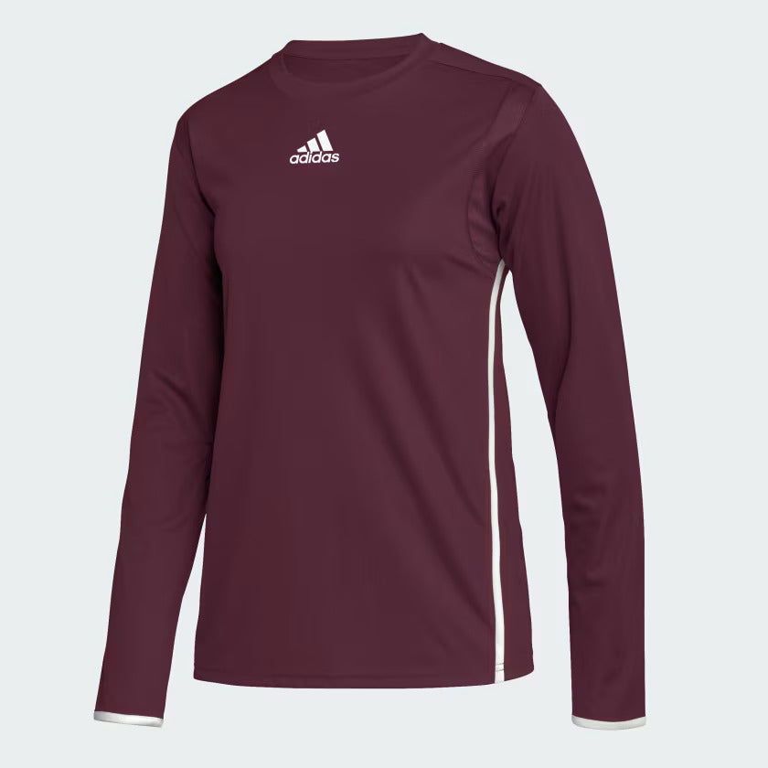 Adidas Team Issue Long Sleeve Jersey Burgundy Women's