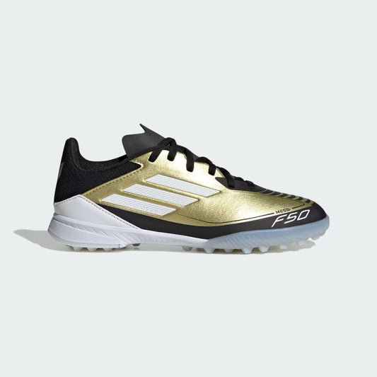 Chaussures de football Adidas F50 League Messi Turf Or/Blanc/Noir Jeunesse