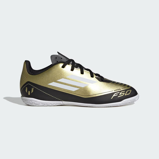 Chaussures de foot en salle Adidas F50 Club Messi Or/Blanc/Noir Jeunesse