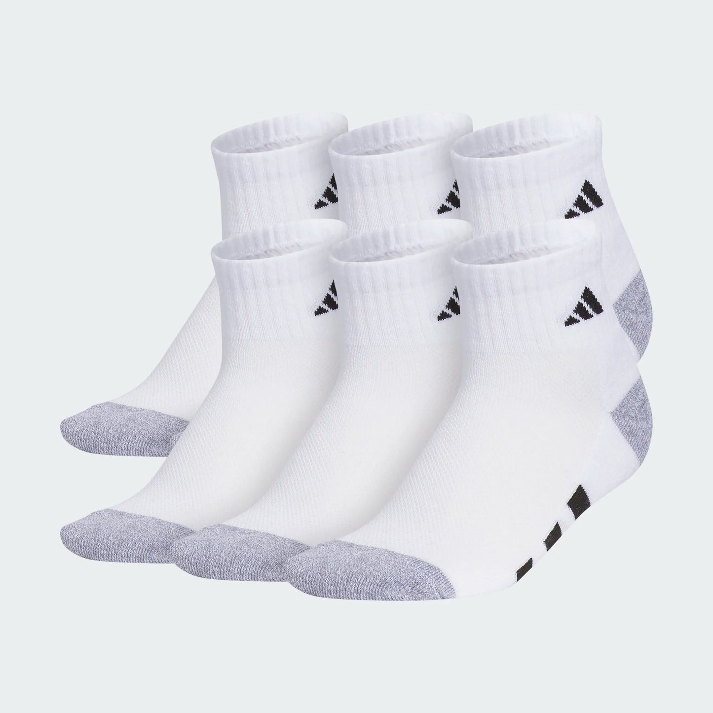 Adidas Athletic Cushioned 6-Pack Quarter Socks Youth White