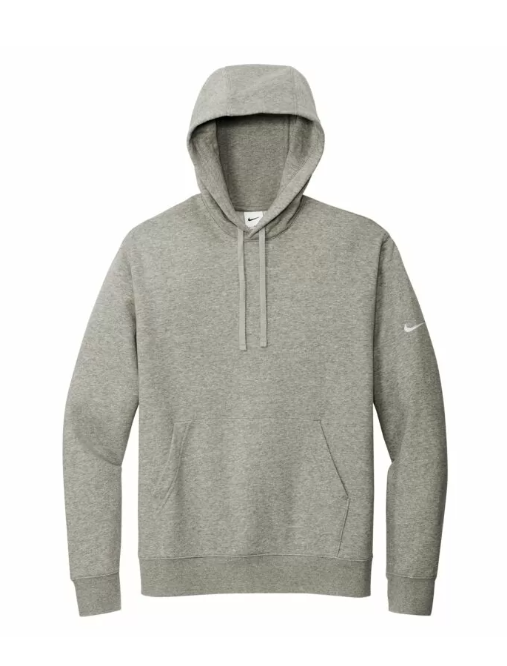 Nike Club Fleece Sleeve Swoosh Pullover Hoodie Dark Grey Heather