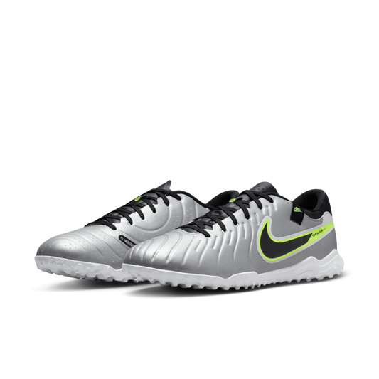 Chaussures de football Nike Tiempo Legend 10 Academy Turf Argent métallique/Noir-Volt