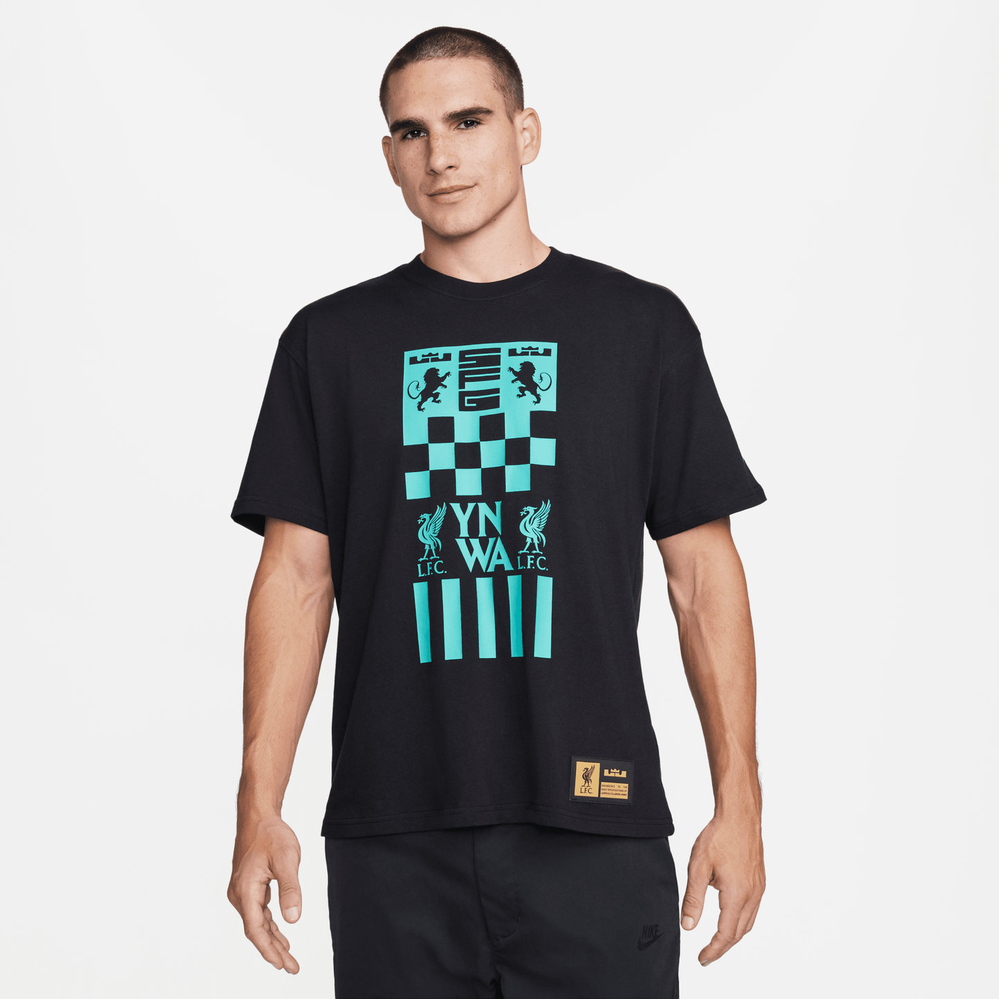 T-shirt à manches courtes Nike LeBron x Liverpool FC Noir/Bleu sarcelle délavé