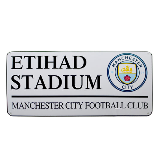 Panneau de rue du stade Etihad de Manchester City (blanc)