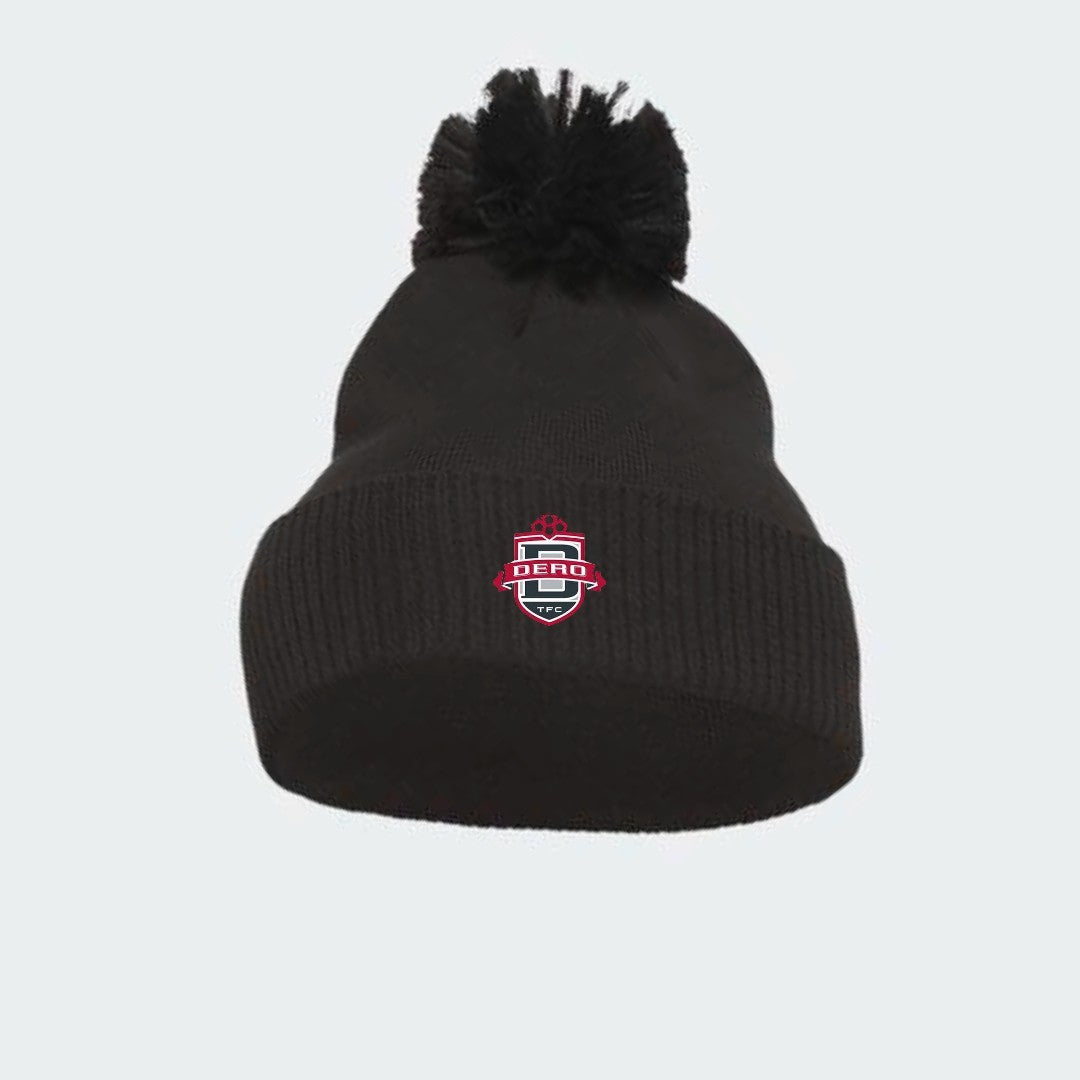 DeRo TFC Academy Solid Cuffed Pom Beanie Black
