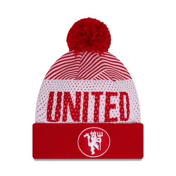 Bonnet à pompon New Era noir et rouge Manchester United