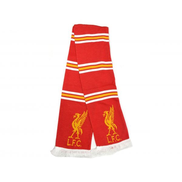 Écharpe rayée rouge, blanche et dorée de Liverpool
