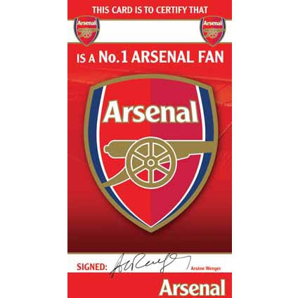 Carte de vœux d'anniversaire avec certificat d'Arsenal
