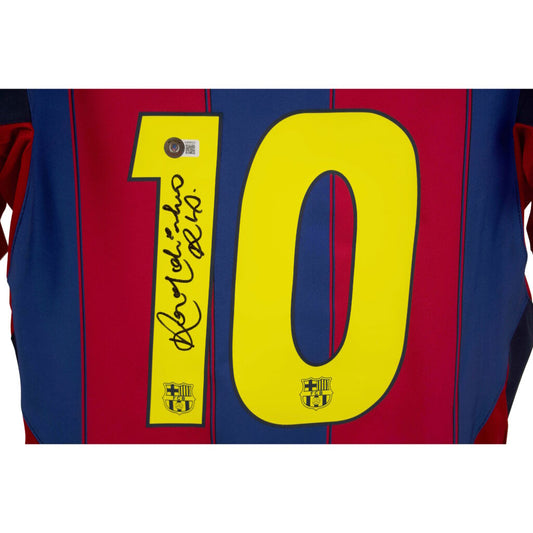 Maillot domicile authentique signé Ronaldinho du FC Barcelone 2003-2004