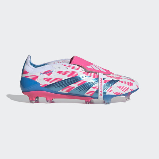 Adidas Predator Elite FG à languette repliable Blanc/Bleu/Rose