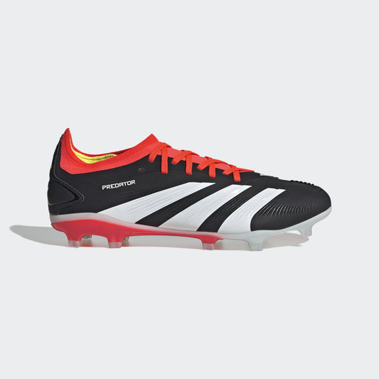 Adidas Predator 24 Pro FG soccer cleats with black, white, and orange colors