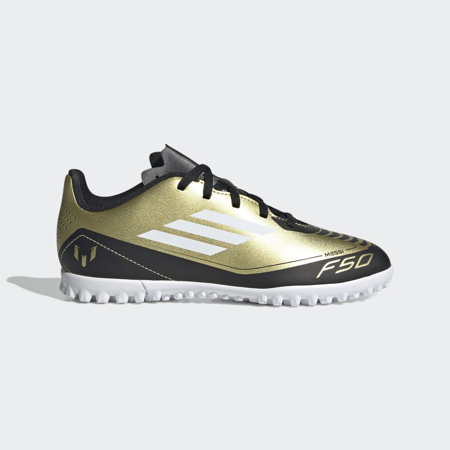 Chaussures de football Adidas F50 Club Messi Turf Or/Blanc/Noir Jeunesse