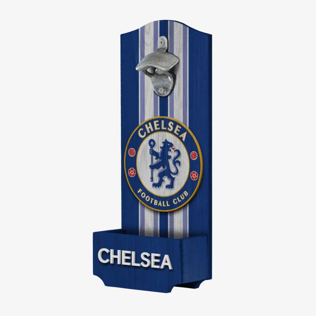 Chelsea Wooden Bottlecap Opener With Cap Catcher Sign