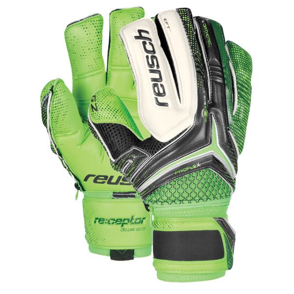 Gants de gardien de but Reusch Re:ceptor Deluxe G2 Noir/Vert foncé/Vert gecko