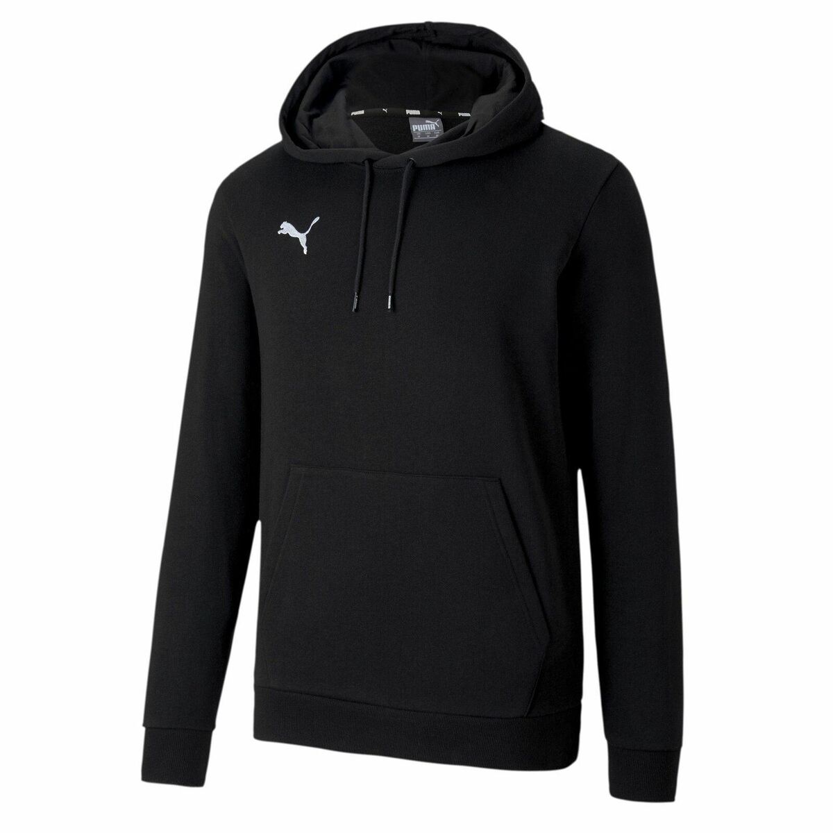 Black Puma TeamGoal 23 Casuals Hoodie with front pouch and logo on the chest.