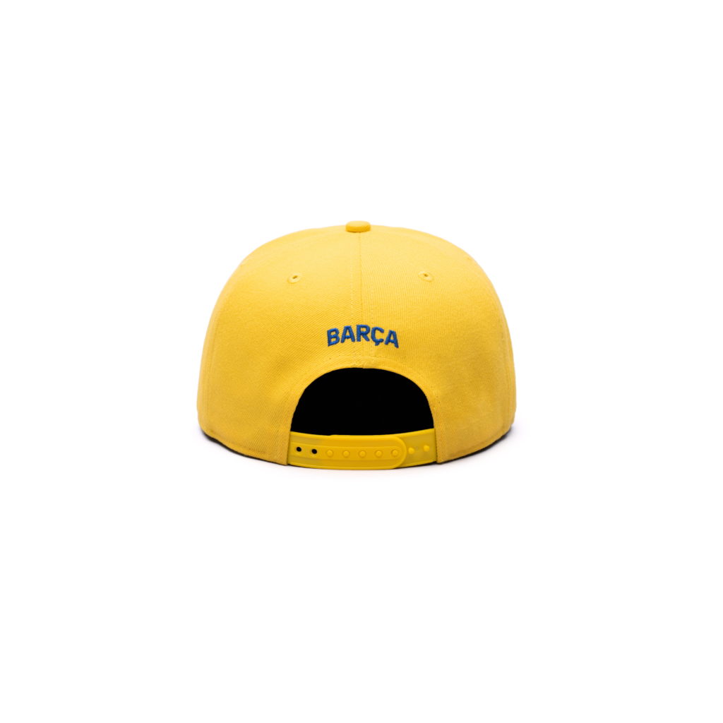 Casquette rétro à visière plate et snapback jaune cybernétiques de Barcelone