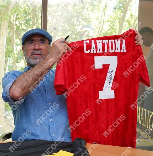Maillot domicile authentique signé par Eric Cantona pour Manchester United 1992-94