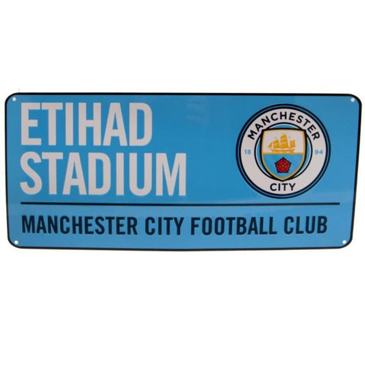 Panneau de rue du stade Etihad de Manchester City (bleu)