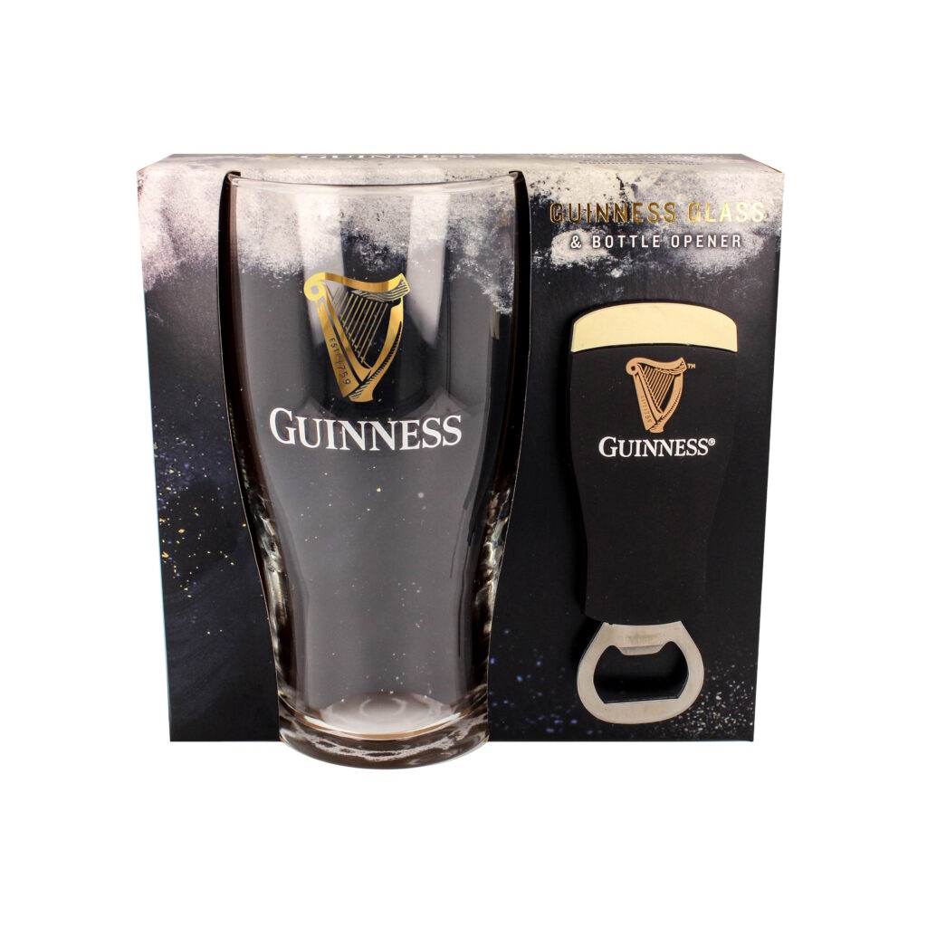 Guinness Tulip Pint Glass & Bottle Opener Set