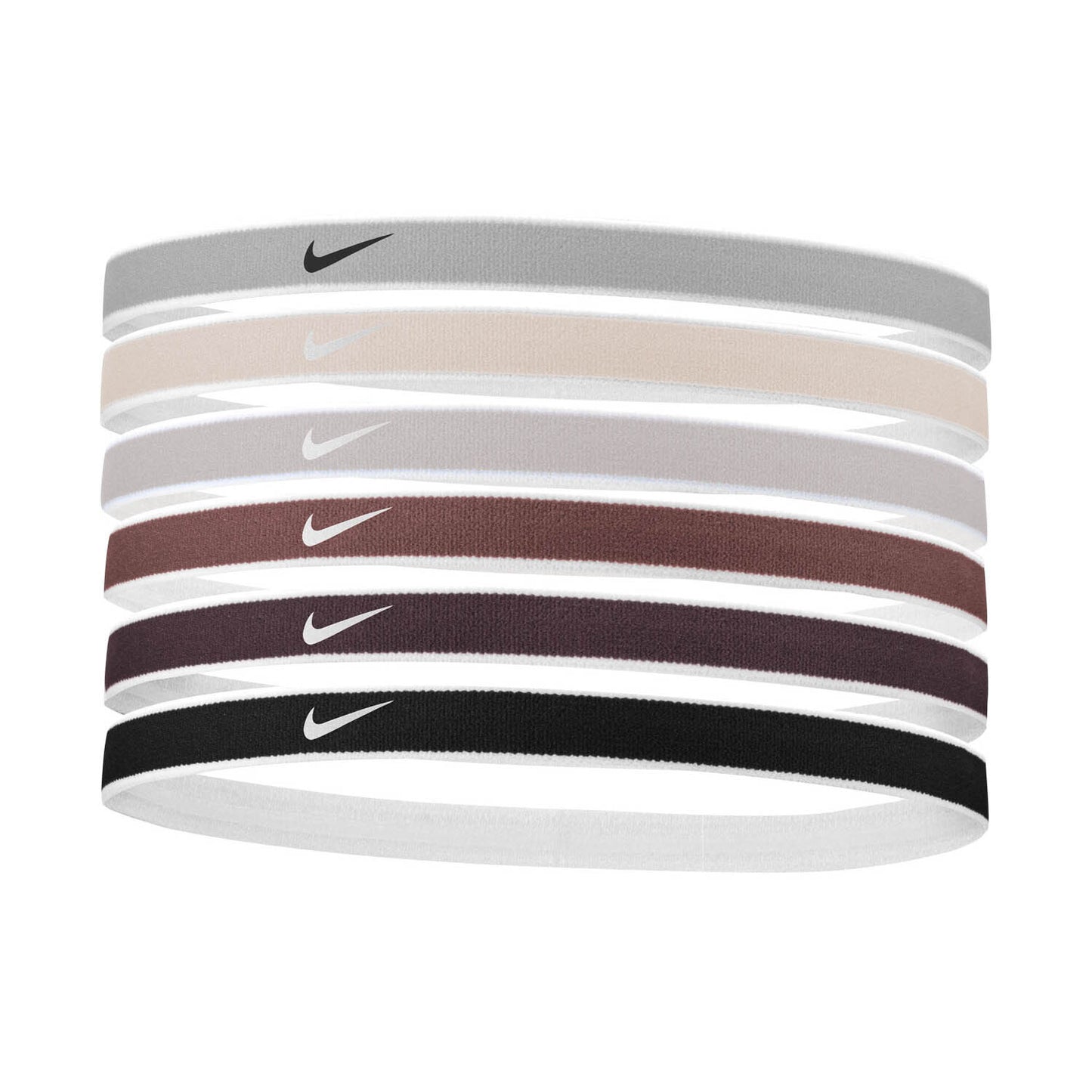 Nike Swoosh Sport Headbands- 6 Pack - Sail/LT Orewood/Black