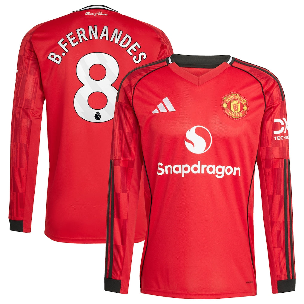 Adidas Manchester United 25/26 B.Fernandes #8 Long Sleeve Home Jersey