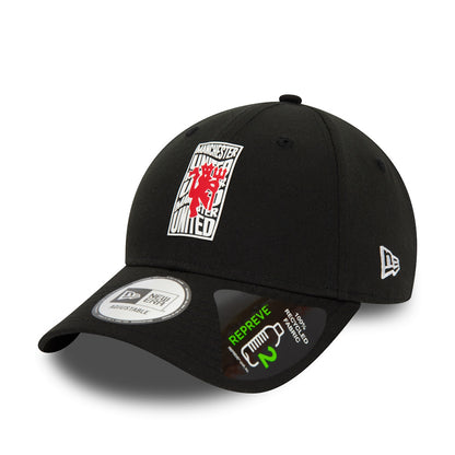 Manchester United New Era Black Wordmark 9Forty Adjustable Hat
