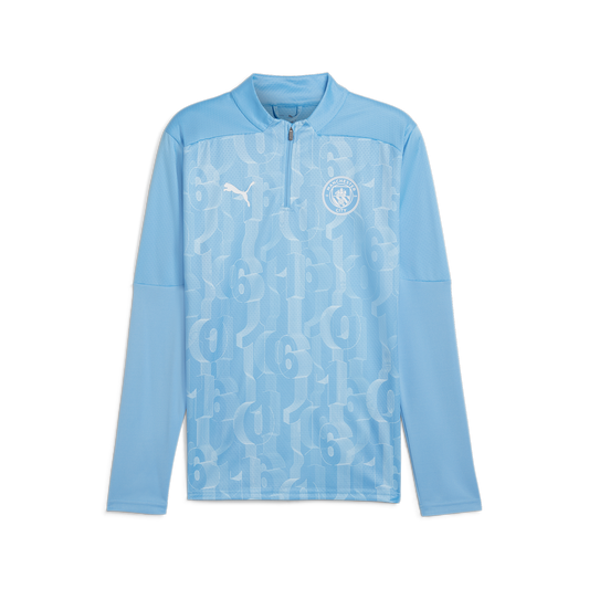 Haut zippé 1/4 Puma MCFC PREMATCH BLEU