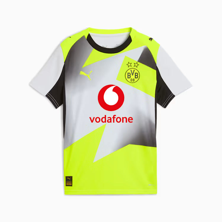 Soccer jersey with Puma, Vodafone, and Borussia Dortmund logos on a white background