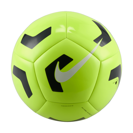 Green soccer ball with Nike logo on a white background