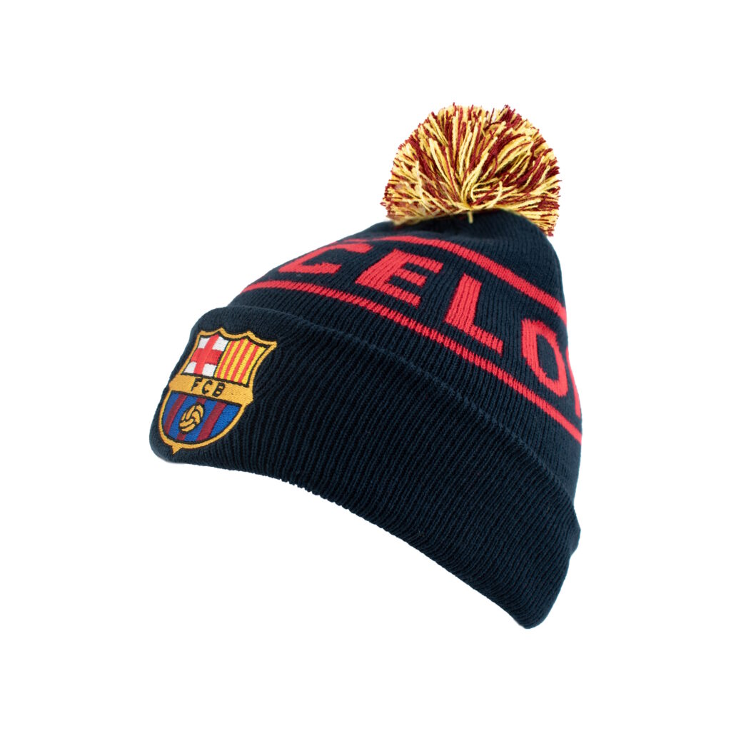 Barcelona Navy & Red Pom Beanie