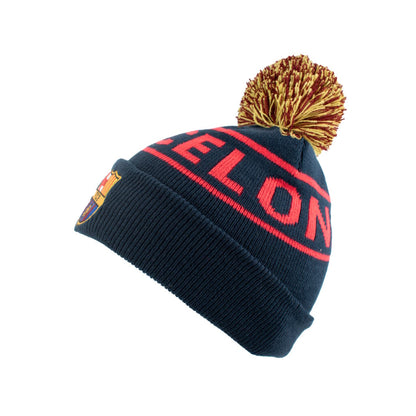 Barcelona Navy & Red Pom Beanie