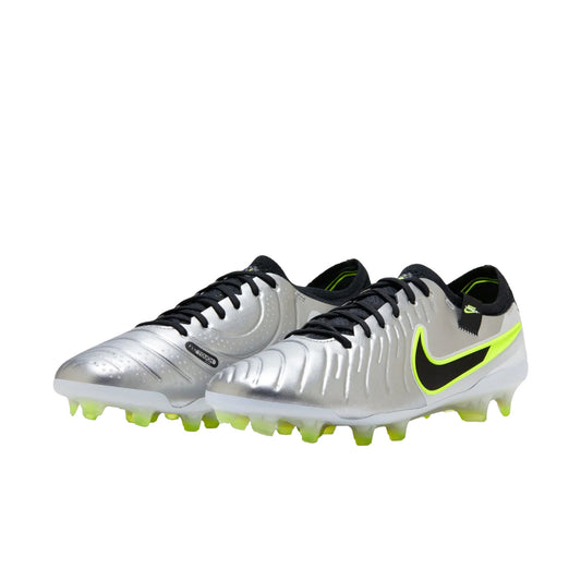 Nike Tiempo Legend 10 Elite Terrain sec Argent métallique/Noir-Volt