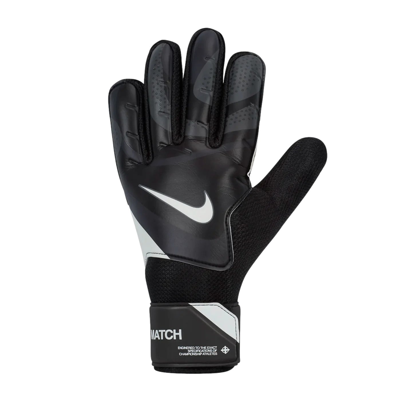 A single black Nike goalkeeper glove with white detailing and the Nike logo visible.