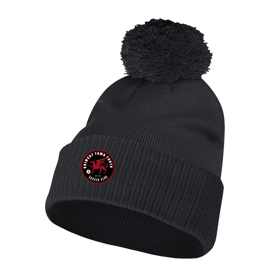 Grimsby Town SC Solid Cuffed Pom Beanie Black (Embroidered Logo)