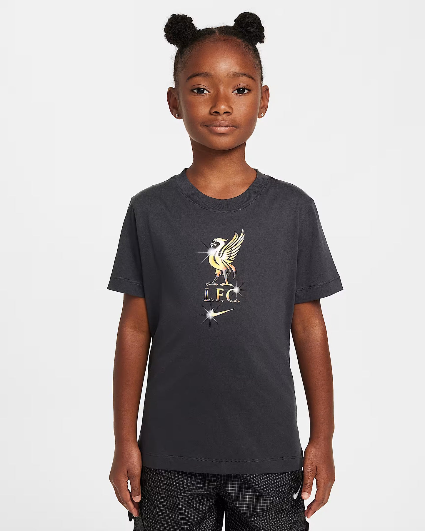 T-shirt de football Nike Liverpool FC pour jeunes, gris fumée foncé