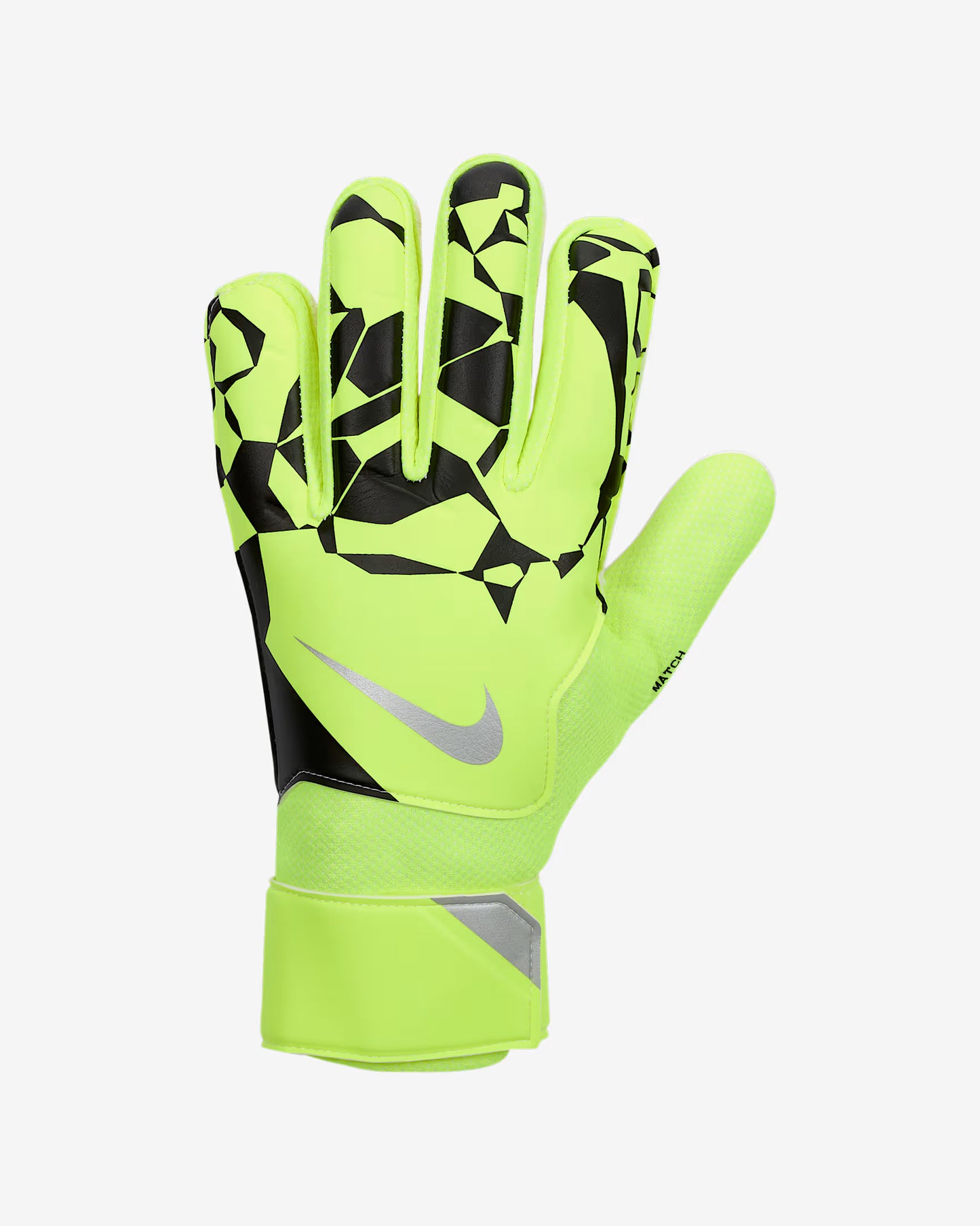 Gants de gardien de but Nike Match Volt/Noir/Argent métallique