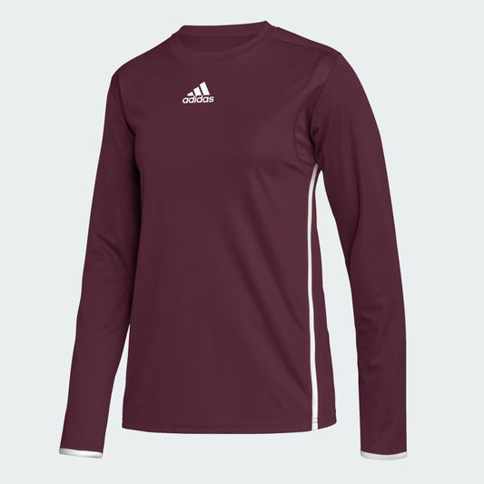 Adidas Team Issue Long Sleeve Jersey Burgundy Women's