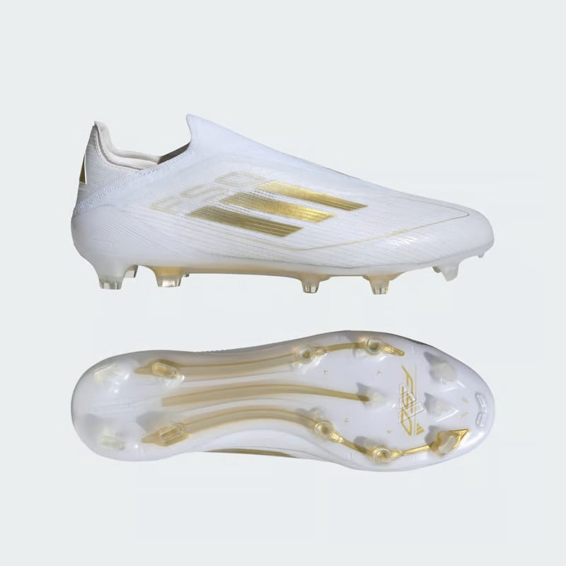 Adidas F50 Elite FG sans lacets Blanc/Or/Blanc