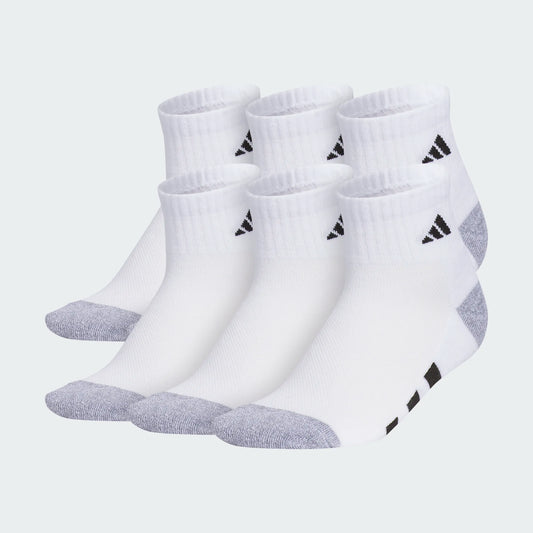 Adidas Athletic Cushioned 6-Pack Quarter Socks Youth White