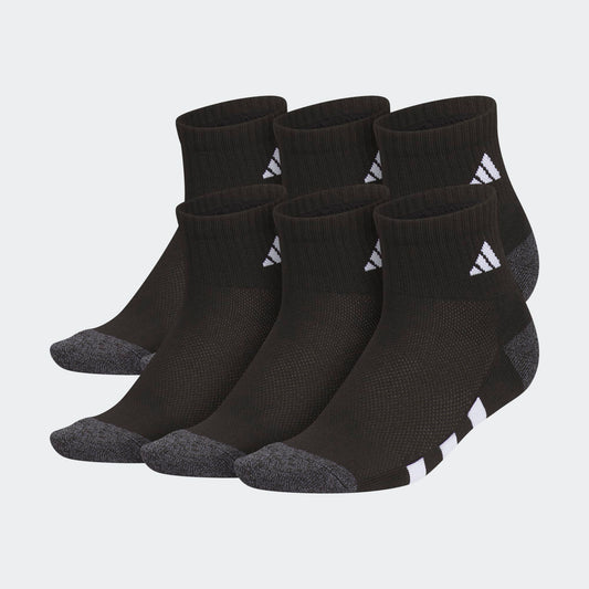 Adidas Athletic Cushioned 6-Pack Quarter Socks Youth Black