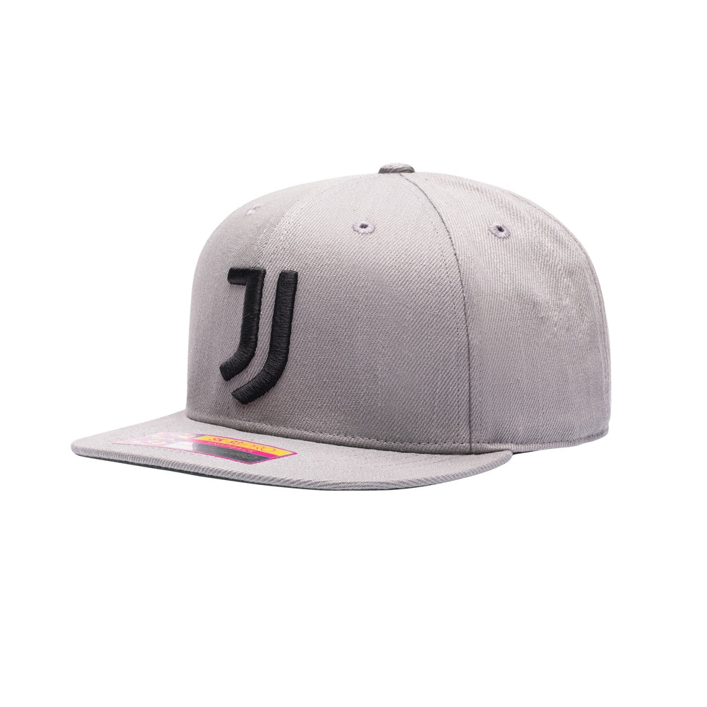 Juventus Fan Ink Grey Club Ink Flat Peak Snapback Hat