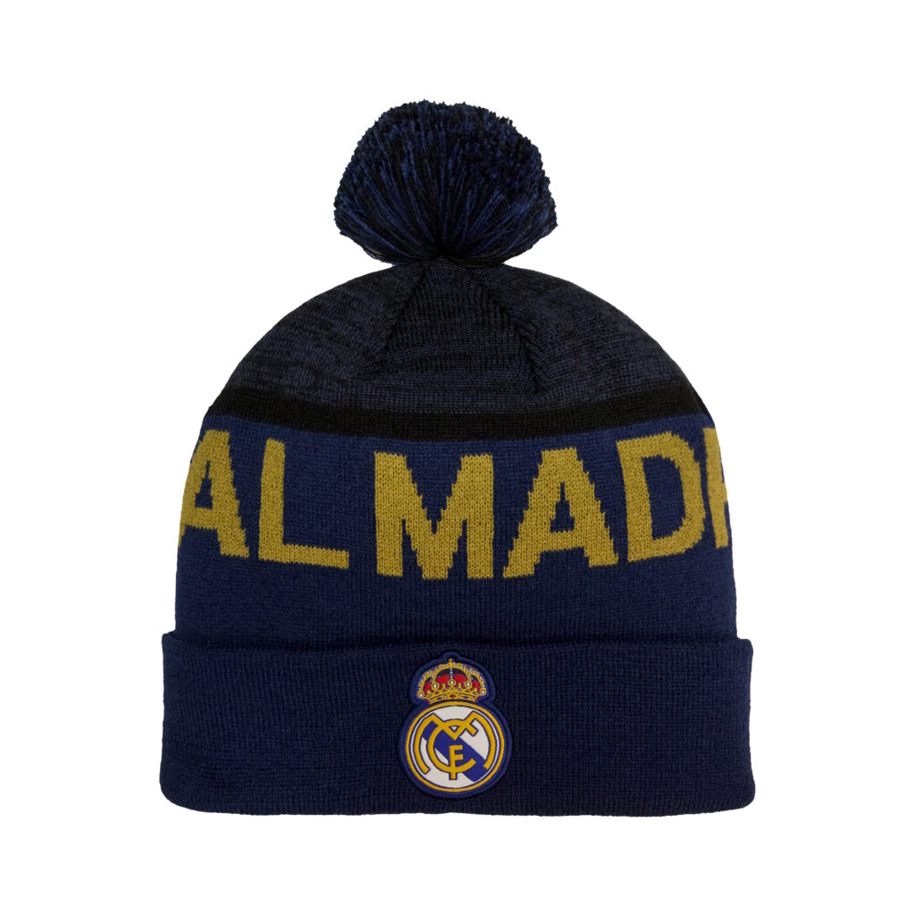 Real Madrid Black & Gold Pom Beanie