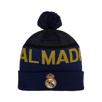 Real Madrid Black & Gold Pom Beanie