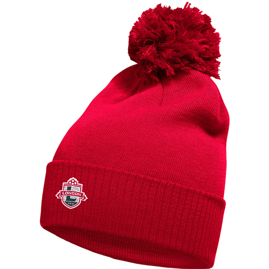 London TFC Solid Cuffed Pom Beanie Red