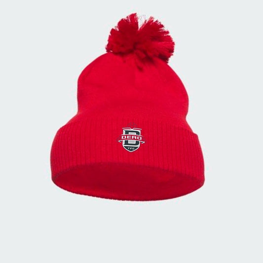 DeRo TFC Academy Solid Cuffed Pom Beanie Red